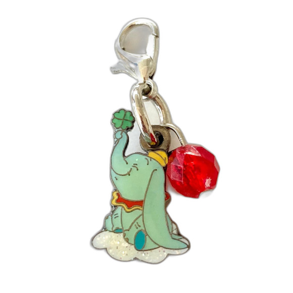 Vintage Disney Dumbo Elephant Charm Zipper Pull Purse Clip On Signed Charms Bead - Picture 1 of 5